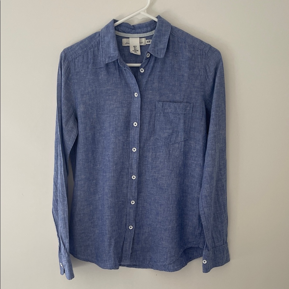 H&M Casual Blue Button-Down Shirt